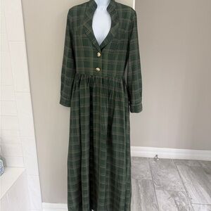Modesees Elegant Green Plaid Dress